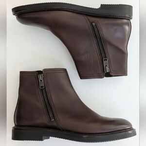 Frye Men’s Gordon Outside Zip Leather Boots - Dark Brown - 11M